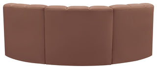 Arc Vegan Leather Upholstered 3-Pc. Inward Curved Modular Sectional, Cognac