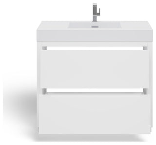 Boutique Bath Vanity, High Gloss White, 40", Single Sink, Freestanding