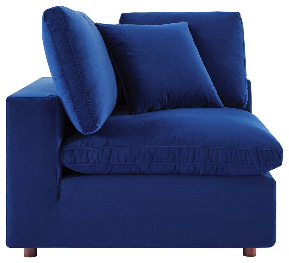 Commix Down Filled Overstuffed Performance Velvet 4-Seater Sofa Navy