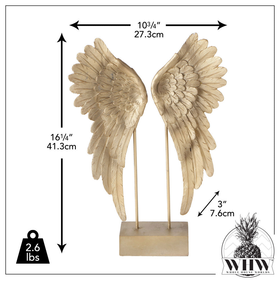 Angel Wings Decorative Free Standing Sculpture, 16.25"