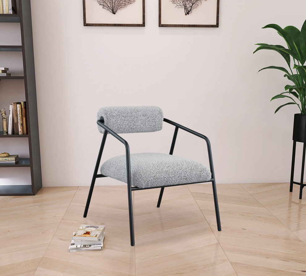 Carly Boucle Fabric Accent Chair, Grey