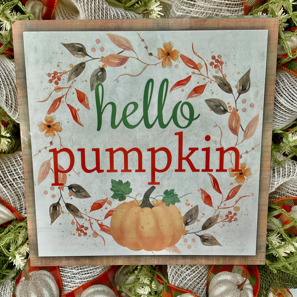 Hello Pumpkin Handmade Deco Mesh Harvest Wreath