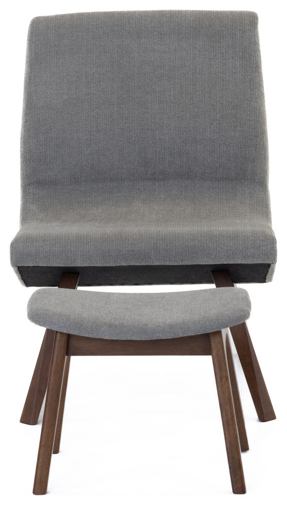 Modrest Whitney Modern Charcoal and Walnut Accent Chair and Ottoman