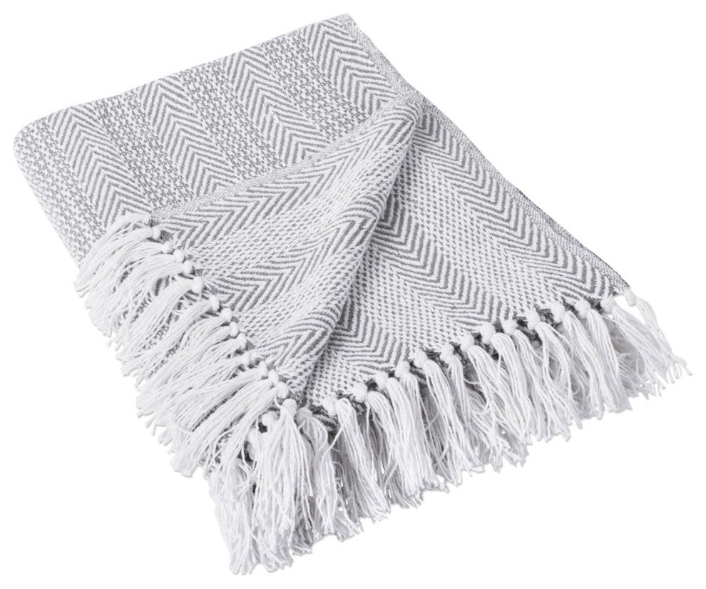 DII Gray Herringbone Stripe Throw