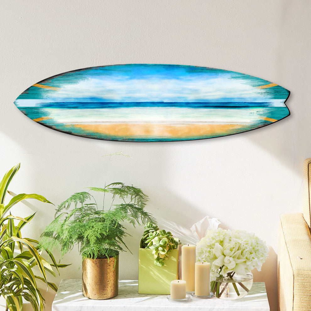Ocean Surfboard Coastal Door Art, Approximate Size: 24x7