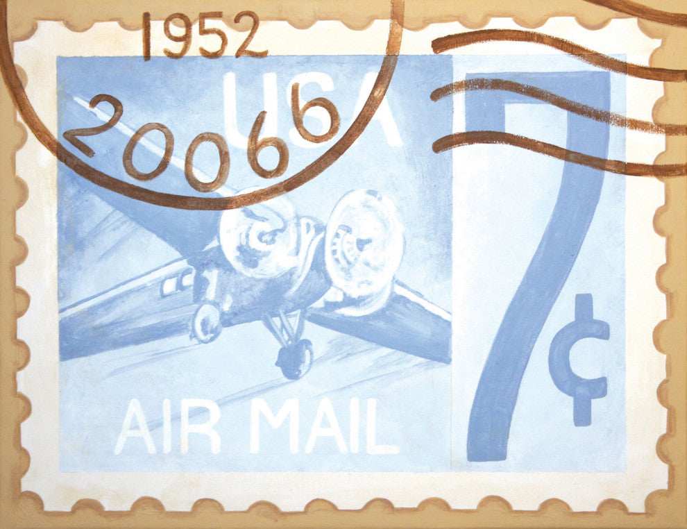 Marmont Hill, "7 Cent Stamp" by Reesa Qualia Painting on Wrapped Canvas, 52x40
