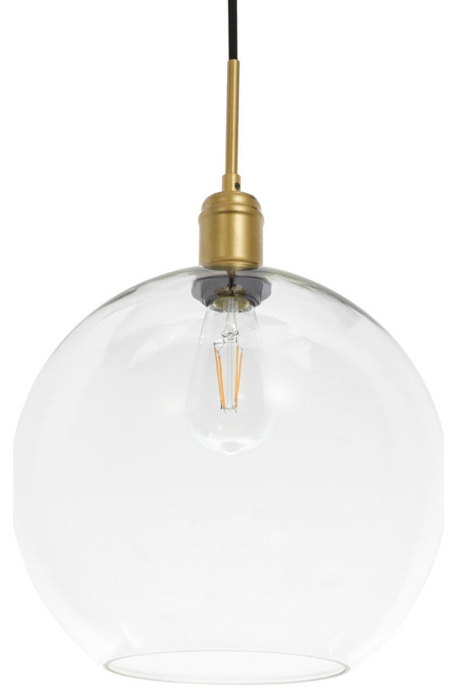 Living District Emett 1-Light Metal Pendant in Brass and Clear Glass