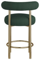 Bordeaux Upholstered Stool, Green, Boucle Fabric, Brushed Brass, Set of 2