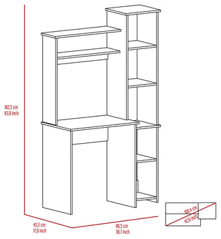 Nashville Writing Desk with 6 Open Shelves, White