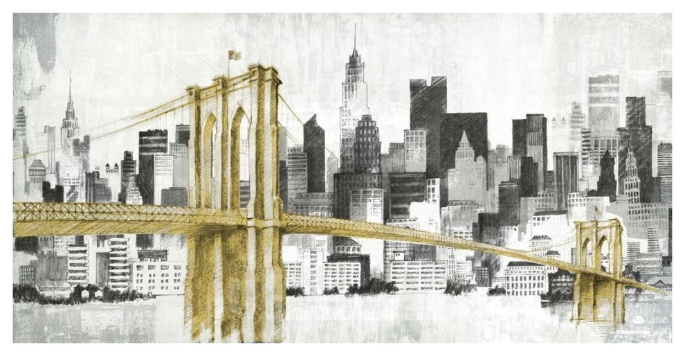 "New York Skyline I Yellow Bridge no Words" Print by Avery Tillmon, 38"x20"