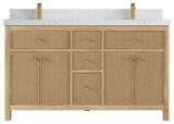 Sonoma 60 Double Bathroom Vanity in Light Natural Teak with 2" Empira Quartz