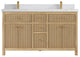 Sonoma 60 Double Bathroom Vanity in Light Natural Teak with 2" Empira Quartz