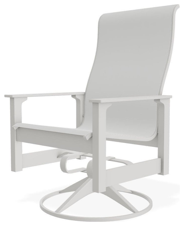 Leeward Sling Outdoor Swivel Rocker, White/Snow