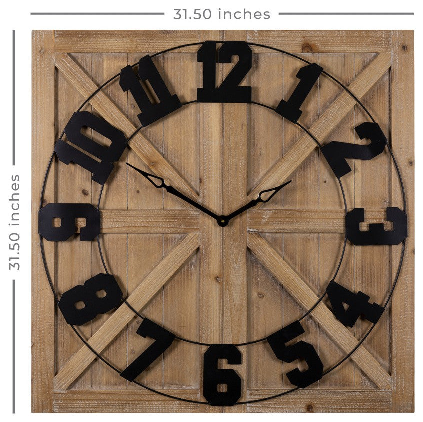 31.5" Modern Farmhouse Round on Square Wall Clock