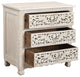 Delaney 3 Drawer Carved Nightstand, Distressed Off-White