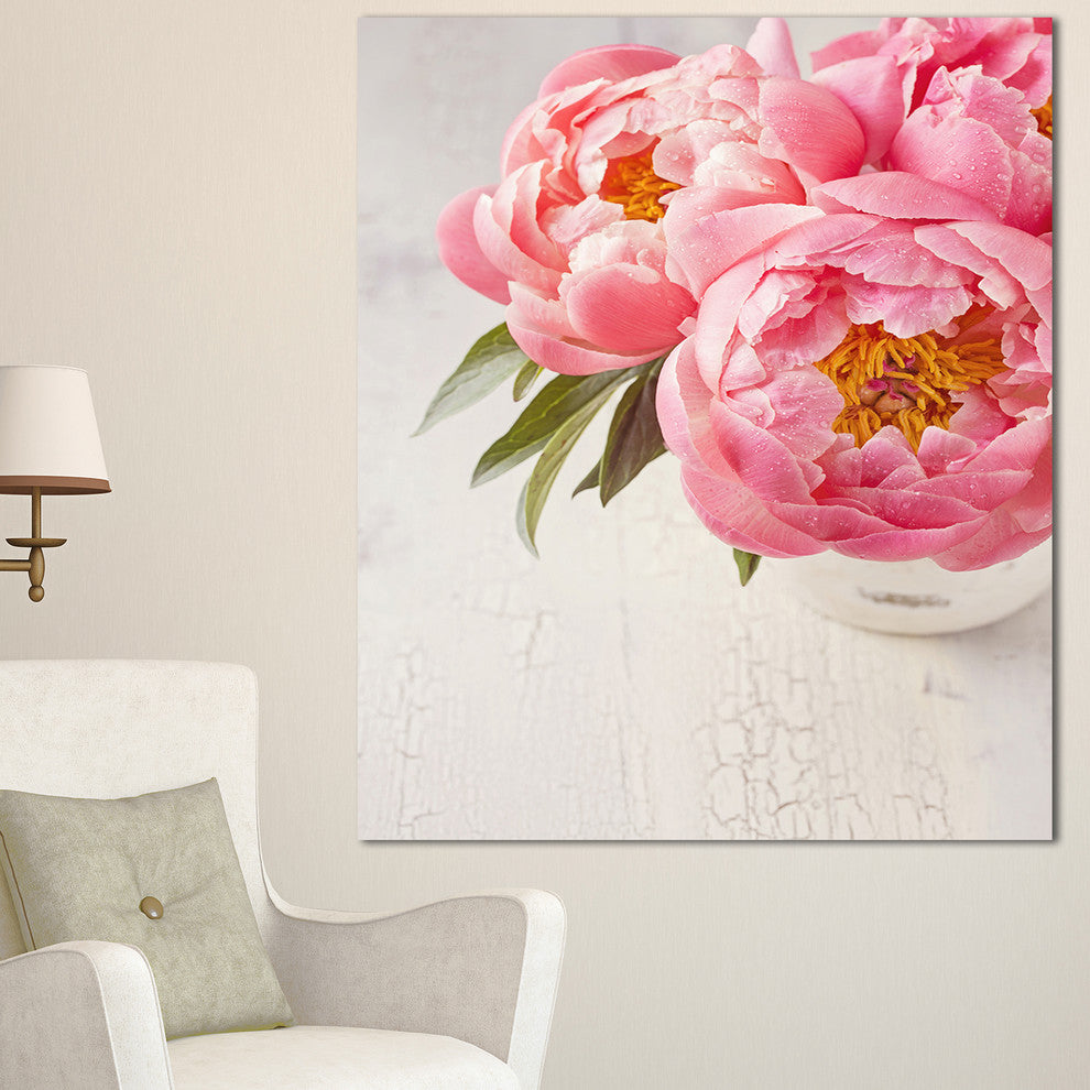 Peony Flowers in Vase Photography, Floral Canvas Art Print, 30"x40"