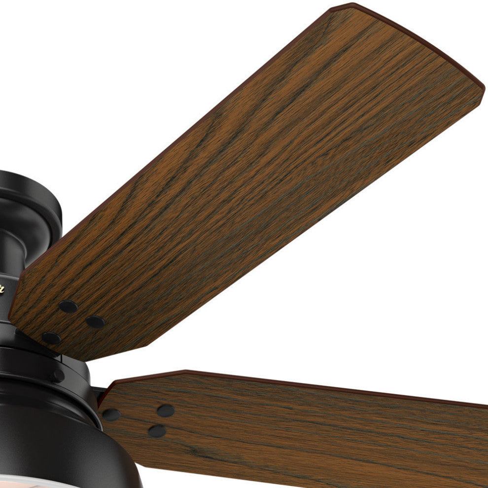 Hunter Fan Company Mill Valley Low Profile Matte Black Ceiling Fan W/ Light, 52"