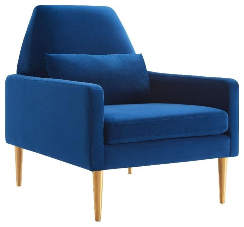 Liliana Performance Velvet Armchair, Navy