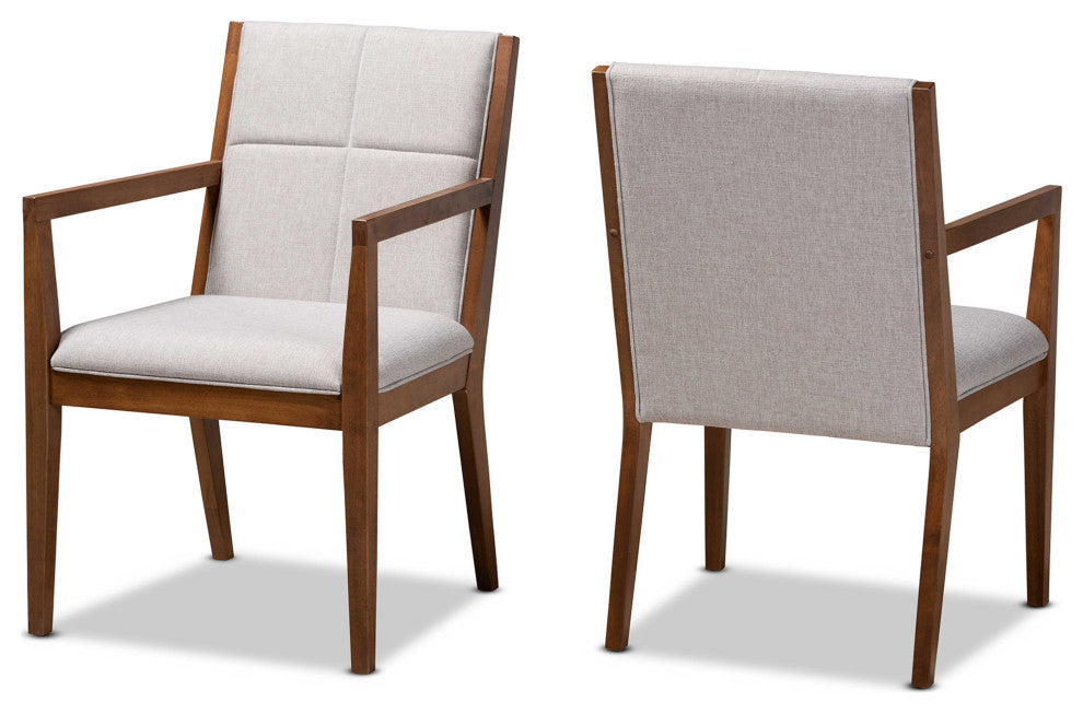 Fayette Walnut Finish Armchair, Set of 2, Greige