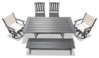Tuscany Sling Swivel Dining Set, Gray, 6-Piece