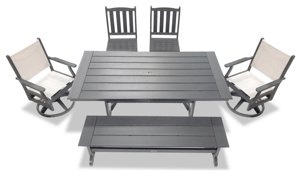 Tuscany Sling Swivel Dining Set, Gray, 6-Piece