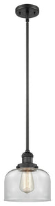 1-Light Large Bell 8" Pendant, Matte Black, Glass: Clear