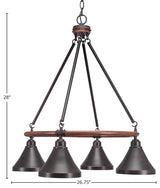 Blacksmith 4-Light Chandelier, Dark Granite Cone Metal Shade