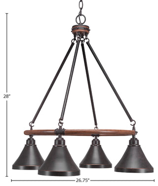 Blacksmith 4-Light Chandelier, Dark Granite Cone Metal Shade