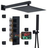 3 Function Digital Display Single Handle Shower System set with Body Spray, Matte Black
