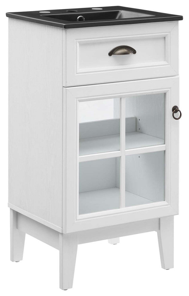 Isle 18" Bathroom Vanity Cabinet White Black -5475
