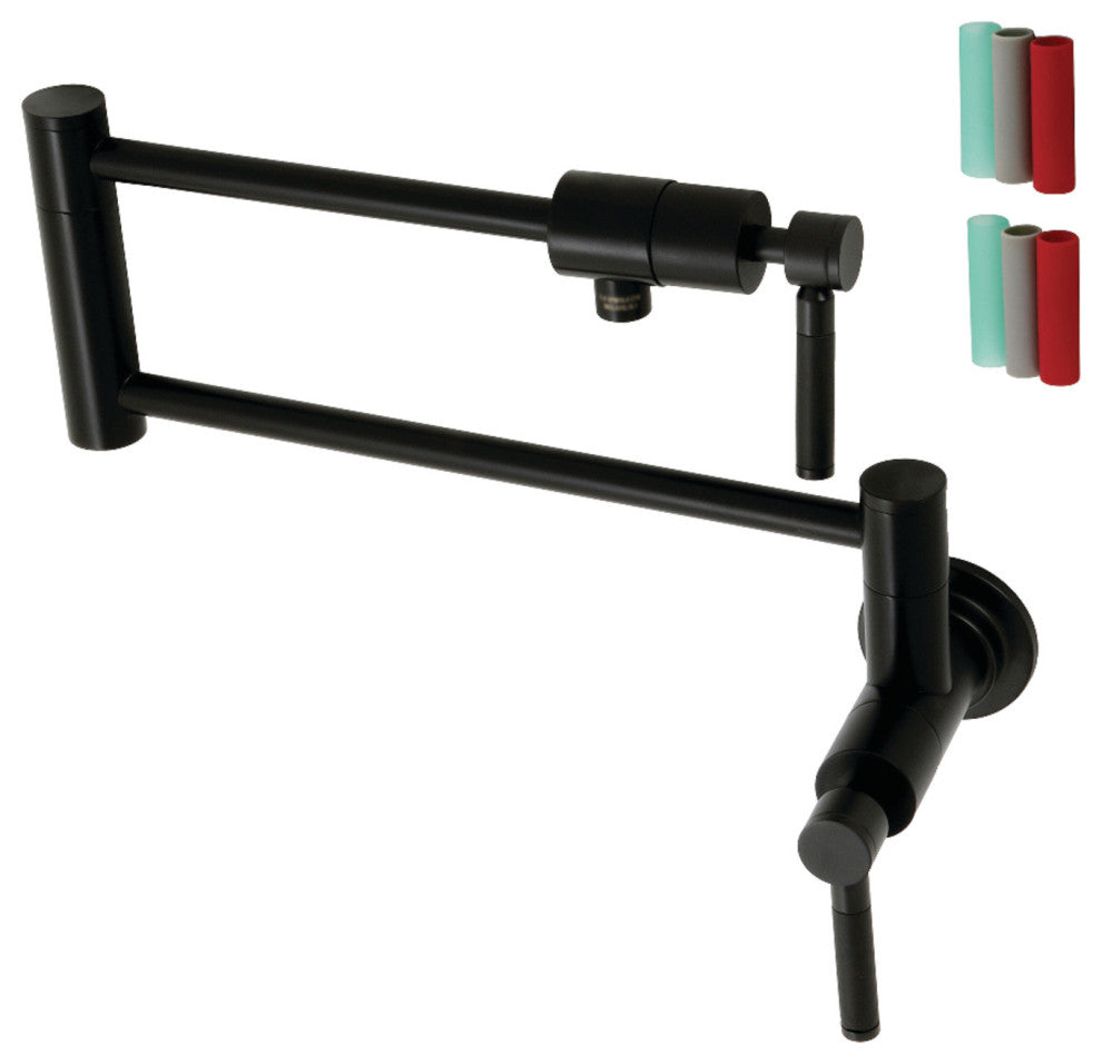 Kingston Brass KS4100DKL Kaiser Wall Mount Pot Filler, Matte Black