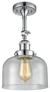 Large Bell 8" Semi-Flush Mount, Polished Chrome, Glass: Seedy