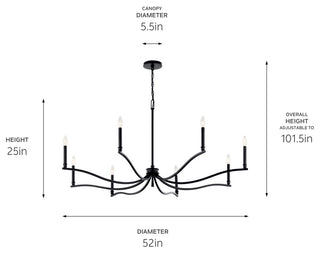 Malene Chandelier, Black, 52 Inch
