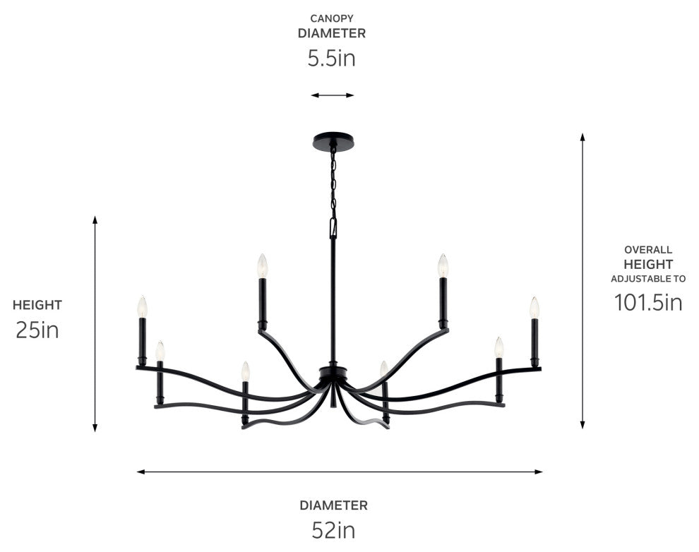 Malene Chandelier, Black, 52 Inch