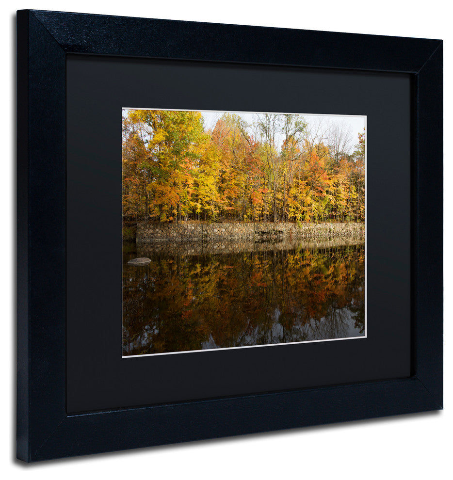 ''Autumn Along the Rocky River'' Matted Framed Canvas Art by Kurt Shaffer