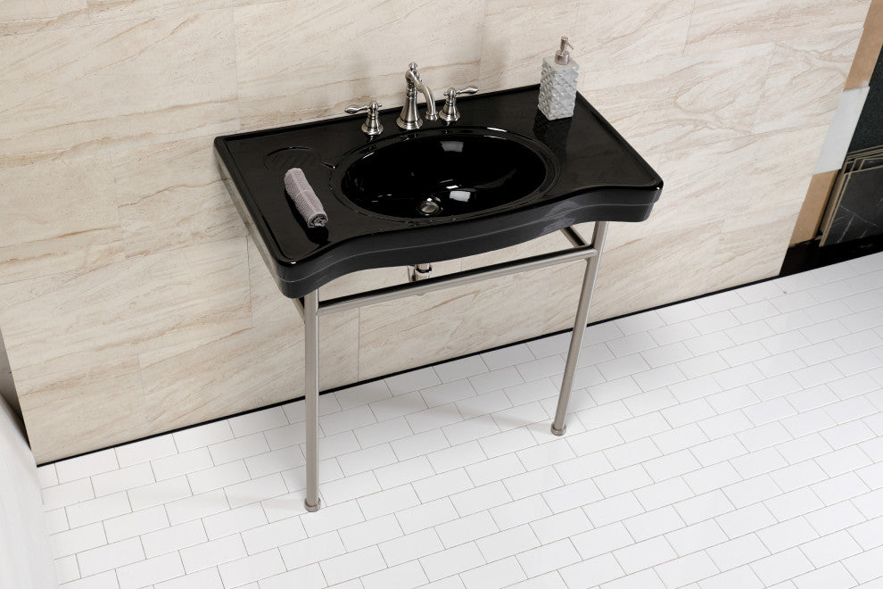 Fauceture VPB28140W88K 36" Ceramic Console Sink, Legs