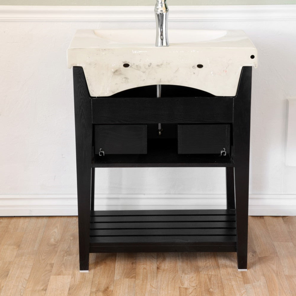 27.5" Single Sink Vanity, Wood, Black