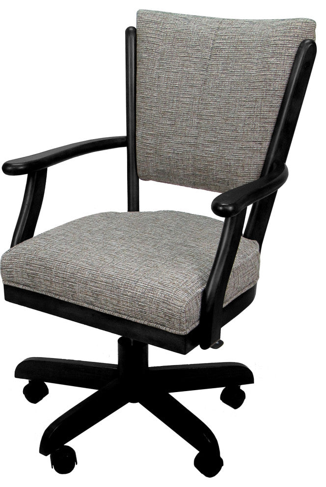 Caster Swivel Dining Chair on Wheels, Solid Wood, Jetty June Black