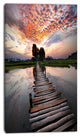 Wooden Bridge under Dramatic Sky, Seashore Canvas Art Print, 16"x32"