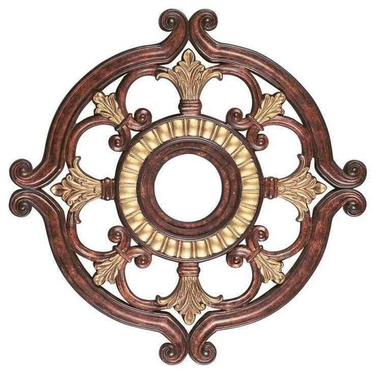 Ceiling Medallion, Verona Bronze With Aged Gold Leaf Accents