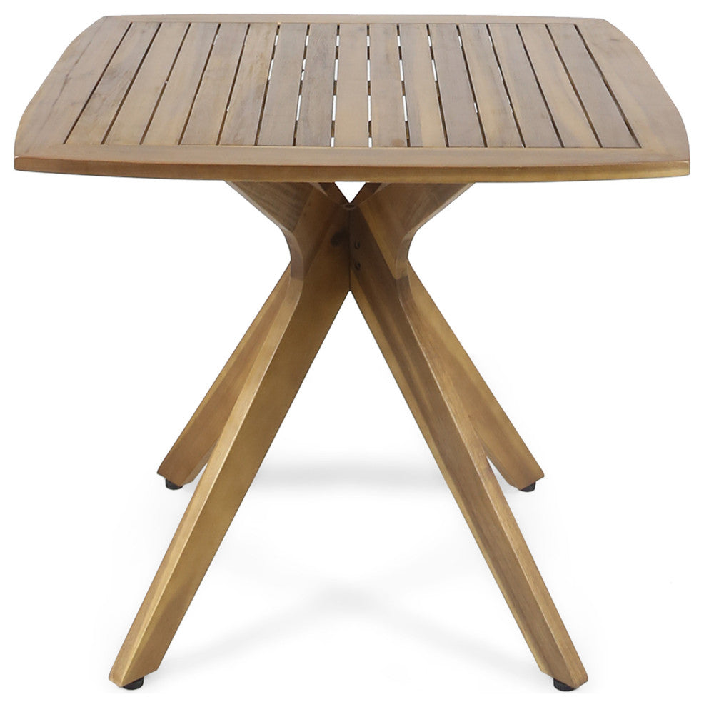 GDF Studio Stanford Outdoor Square Acacia Wood Dining Table With X Base, Teak Fi