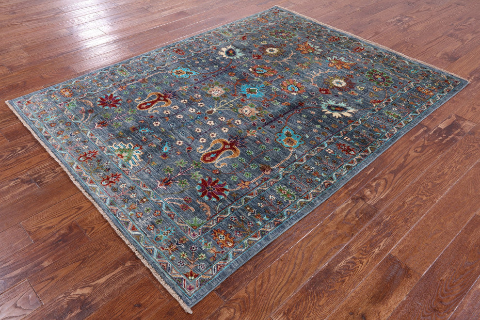 5' 1" X 6' 9" Handmade Persian Tabriz Wool Rug - Q12214
