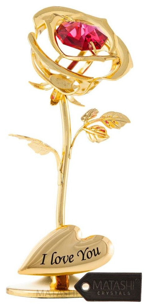 Single 24k Gold Plated Rose Flower Tabletop Ornament
