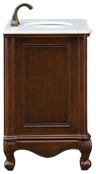 30" Single Bathroom Vanity, Teak Color With Ivory White Quartz