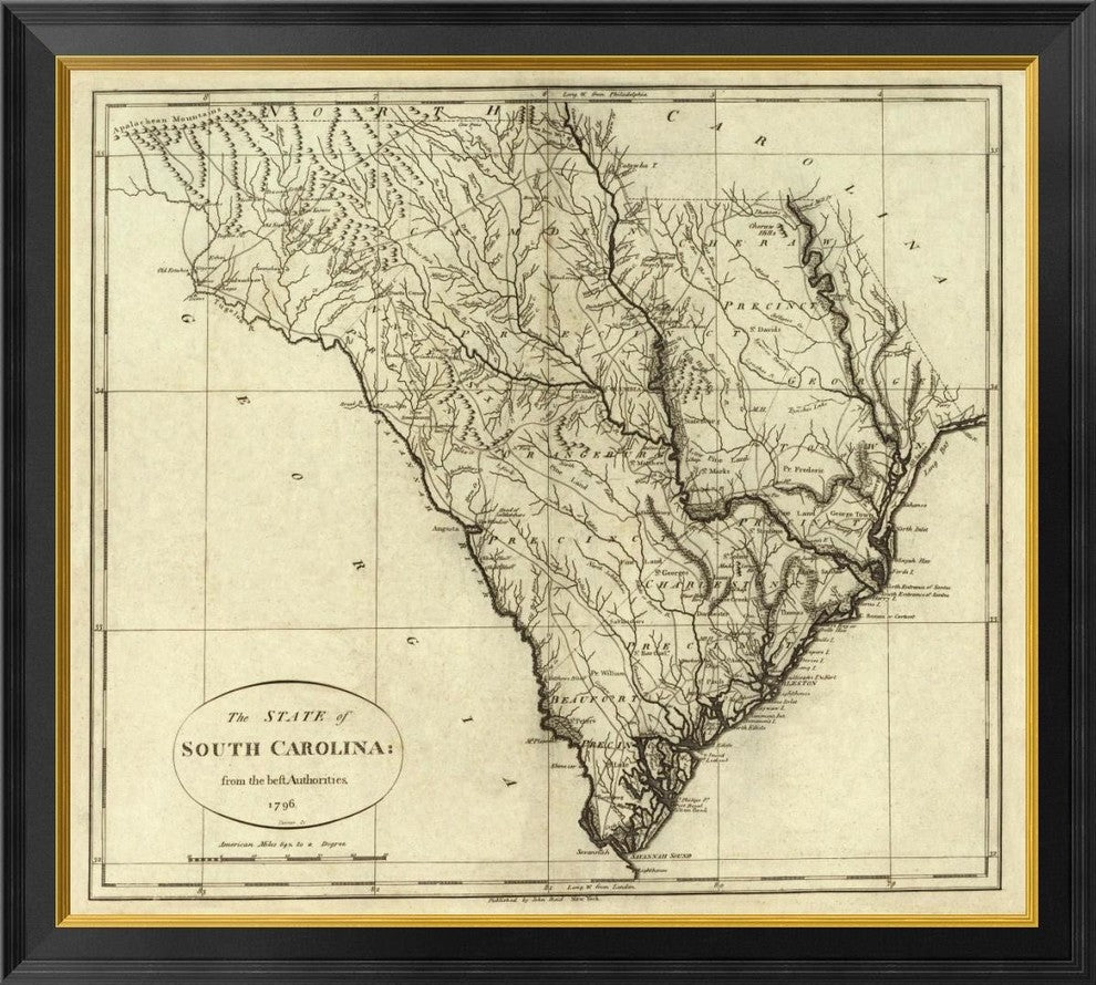 "State of South Carolina, 1796" Framed Canvas Giclee by John Reid, 34x31"