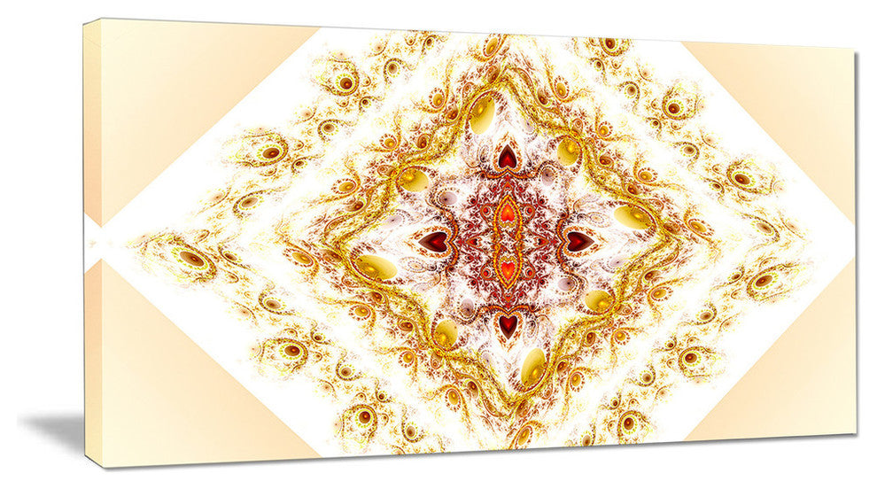 Yellow Rhombus Fractal Design, Oversized Abstract Canvas Art Print, 60x28