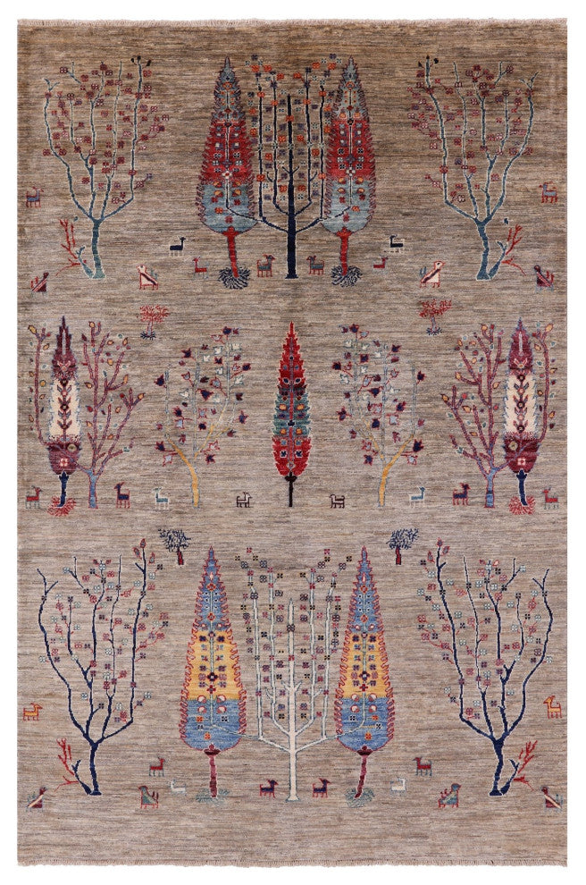 5' 2" X 7' 10" Hand-Knotted Tribal Persian Gabbeh Rug Q8022