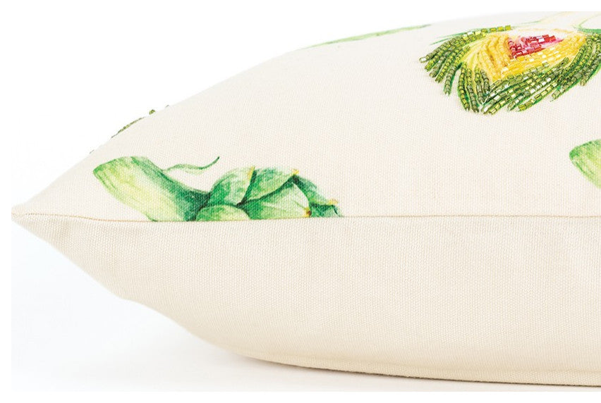 Lemon Green Artichoke Embroidered Lumbar Pillow