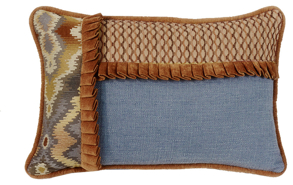 Pieced Pillow With Ruffle Detail, 12x19