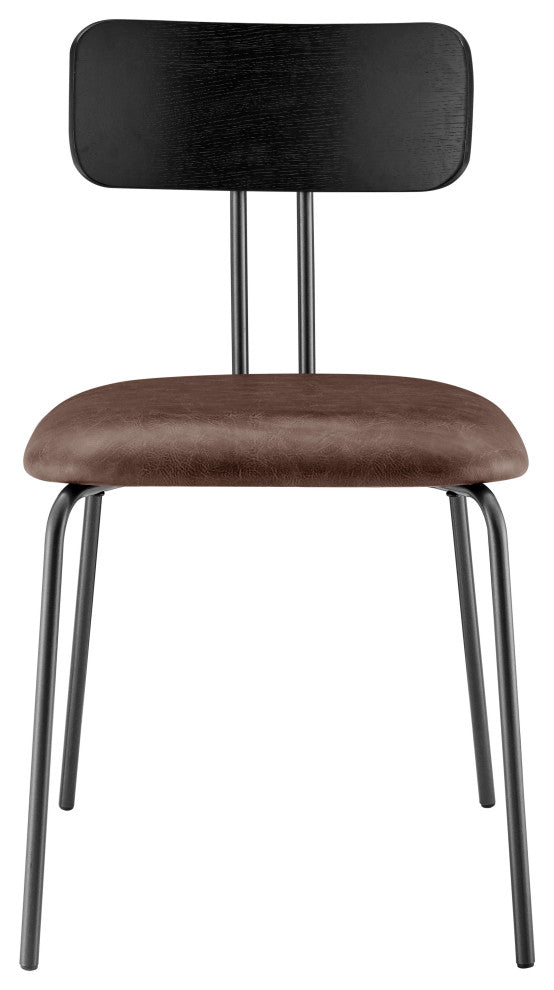 Judith PU Dining Side Chair,, Set of 4, Toasted Dark Brown